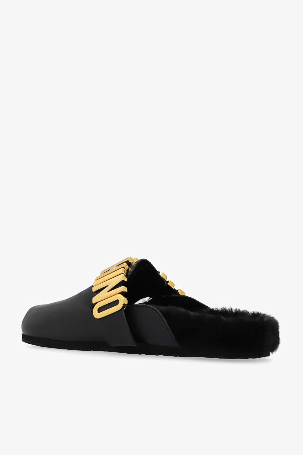 Black and gold online moschino slides